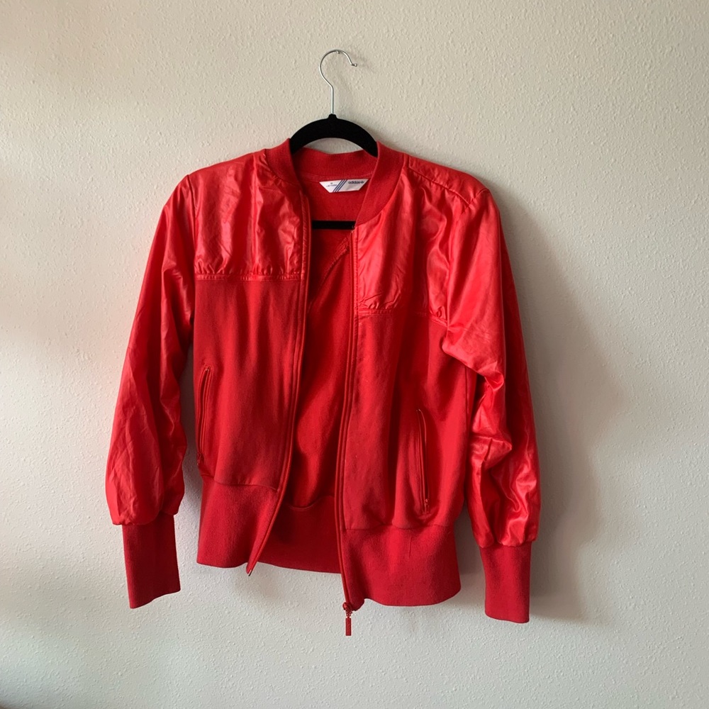 Adidas red bomber jacket